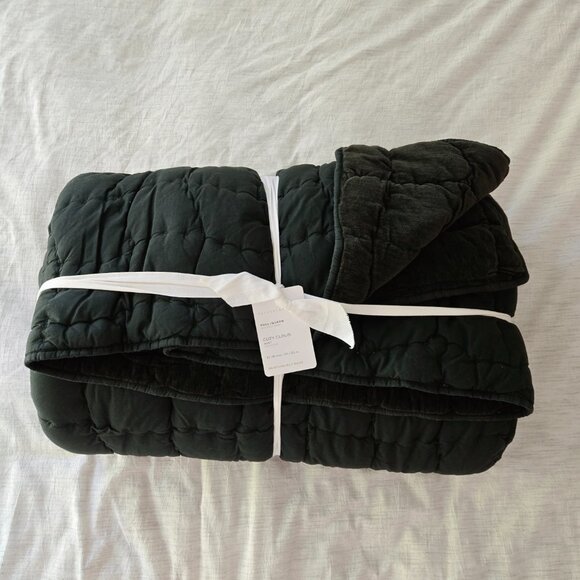Pottery Barn Cozy Cloud Quilt Full/Queen Hunter Green - Picture 2 of 6